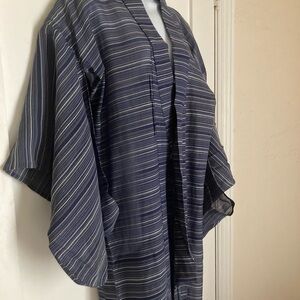 Vintage Striped Indigo Women’s Kimono purchased in Japan OS
